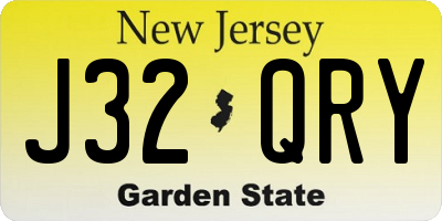 NJ license plate J32QRY