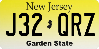 NJ license plate J32QRZ