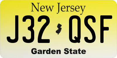 NJ license plate J32QSF