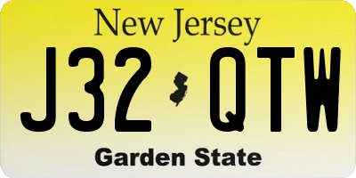 NJ license plate J32QTW