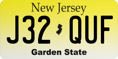 NJ license plate J32QUF