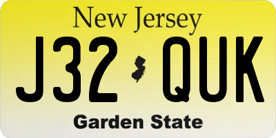 NJ license plate J32QUK