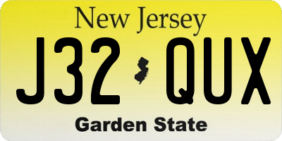 NJ license plate J32QUX