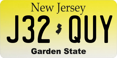 NJ license plate J32QUY