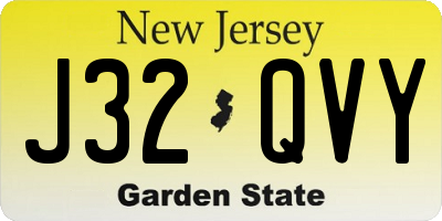NJ license plate J32QVY