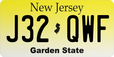 NJ license plate J32QWF