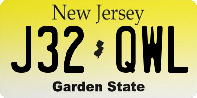 NJ license plate J32QWL