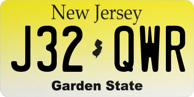 NJ license plate J32QWR
