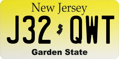 NJ license plate J32QWT