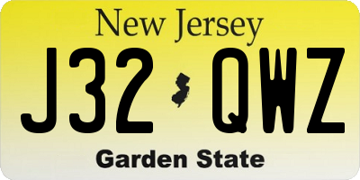 NJ license plate J32QWZ
