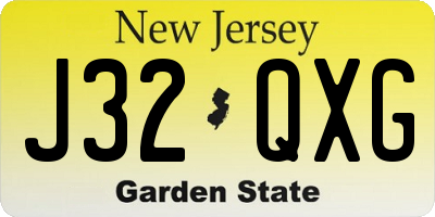 NJ license plate J32QXG