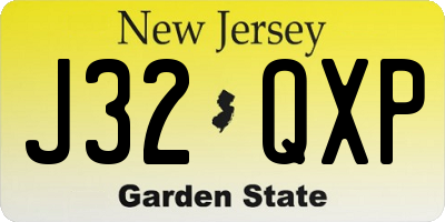 NJ license plate J32QXP