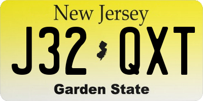 NJ license plate J32QXT