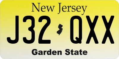 NJ license plate J32QXX