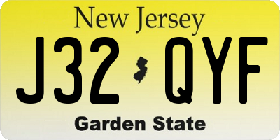 NJ license plate J32QYF