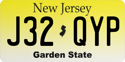 NJ license plate J32QYP