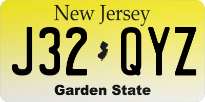 NJ license plate J32QYZ