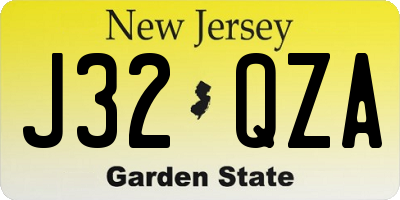 NJ license plate J32QZA