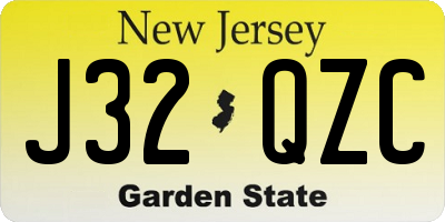 NJ license plate J32QZC