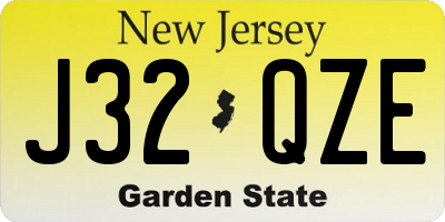 NJ license plate J32QZE