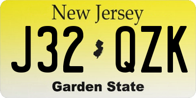NJ license plate J32QZK
