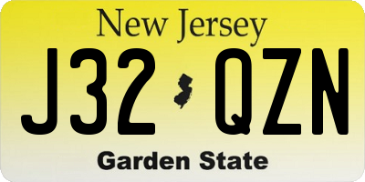 NJ license plate J32QZN