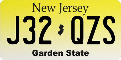 NJ license plate J32QZS