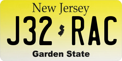 NJ license plate J32RAC