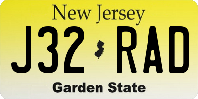 NJ license plate J32RAD