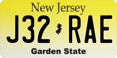 NJ license plate J32RAE