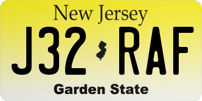 NJ license plate J32RAF