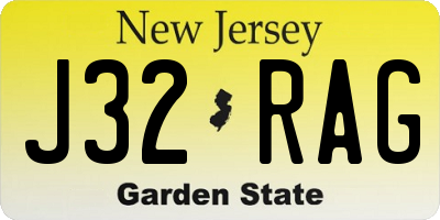 NJ license plate J32RAG