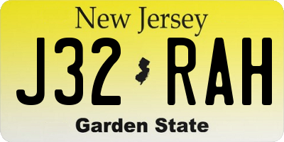 NJ license plate J32RAH