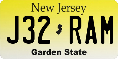 NJ license plate J32RAM
