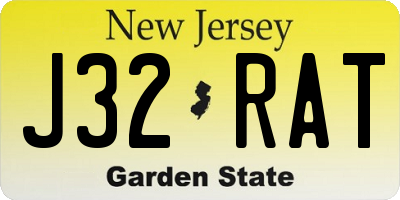 NJ license plate J32RAT