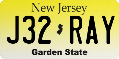 NJ license plate J32RAY