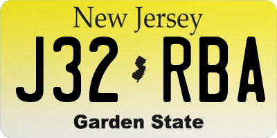 NJ license plate J32RBA