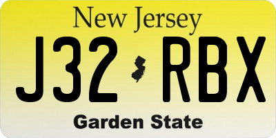 NJ license plate J32RBX