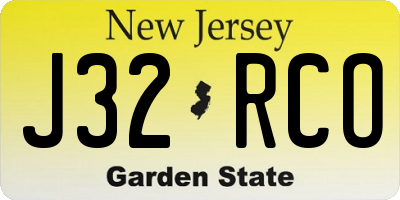NJ license plate J32RCO