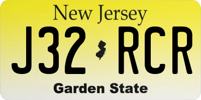 NJ license plate J32RCR