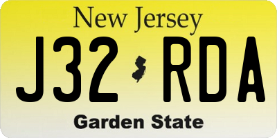 NJ license plate J32RDA
