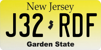NJ license plate J32RDF