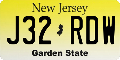 NJ license plate J32RDW