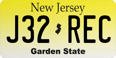 NJ license plate J32REC