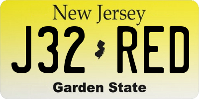 NJ license plate J32RED
