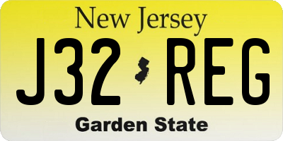 NJ license plate J32REG