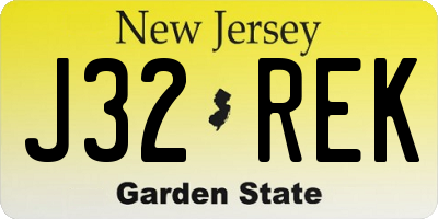 NJ license plate J32REK