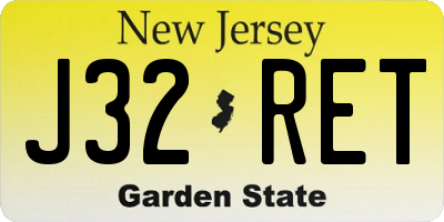 NJ license plate J32RET