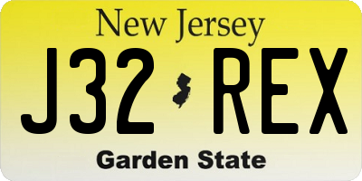 NJ license plate J32REX