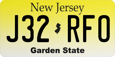 NJ license plate J32RFO